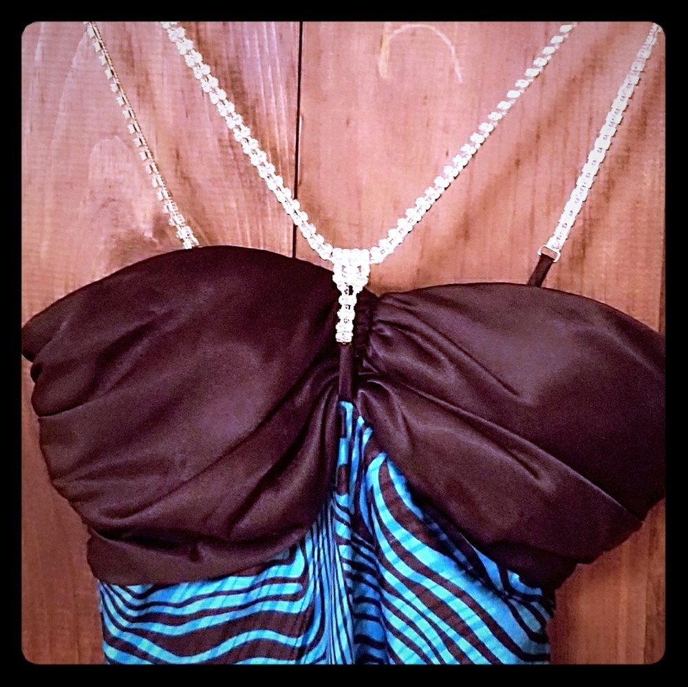 Full length evening dress W/ Rhinestone straps.